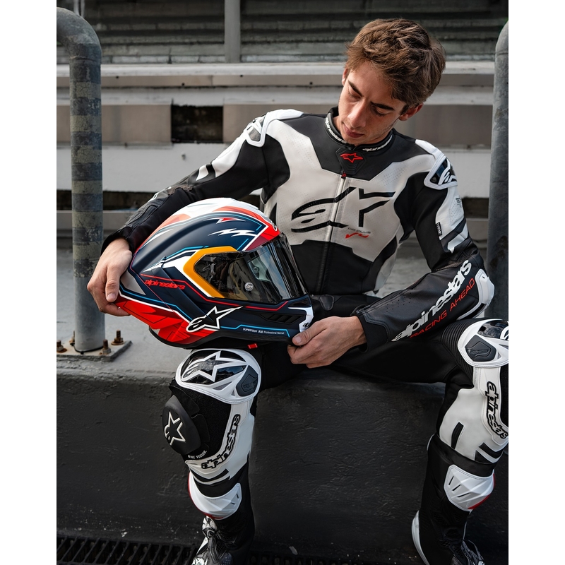 Casco integral para motocicleta Alpinestars Supertech R-10 Limited Edition Pedro Acosta azul mate, rojo y blanco