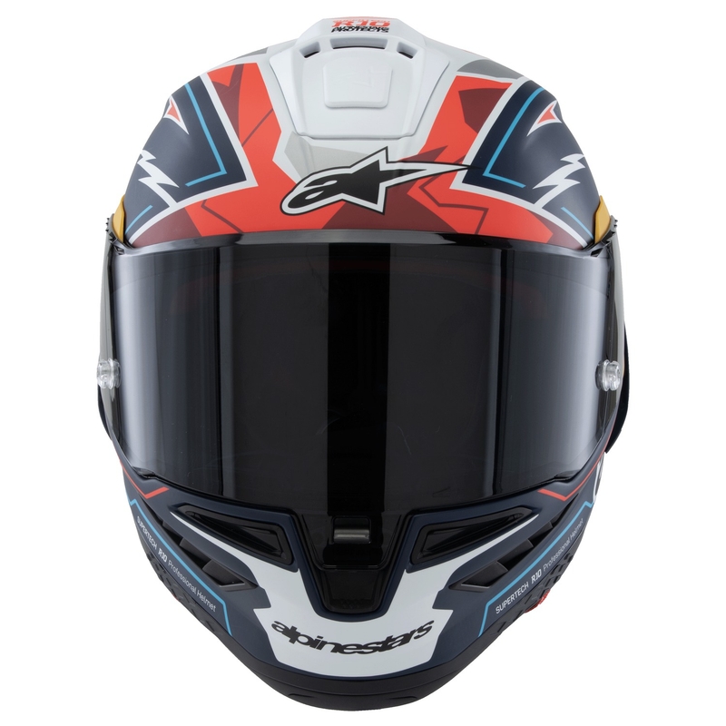 Casco integral para motocicleta Alpinestars Supertech R-10 Limited Edition Pedro Acosta azul mate, rojo y blanco