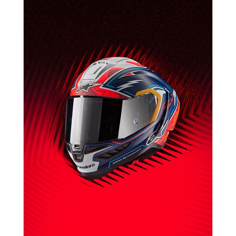 Casco integral para motocicleta Alpinestars Supertech R-10 Limited Edition Pedro Acosta azul mate, rojo y blanco