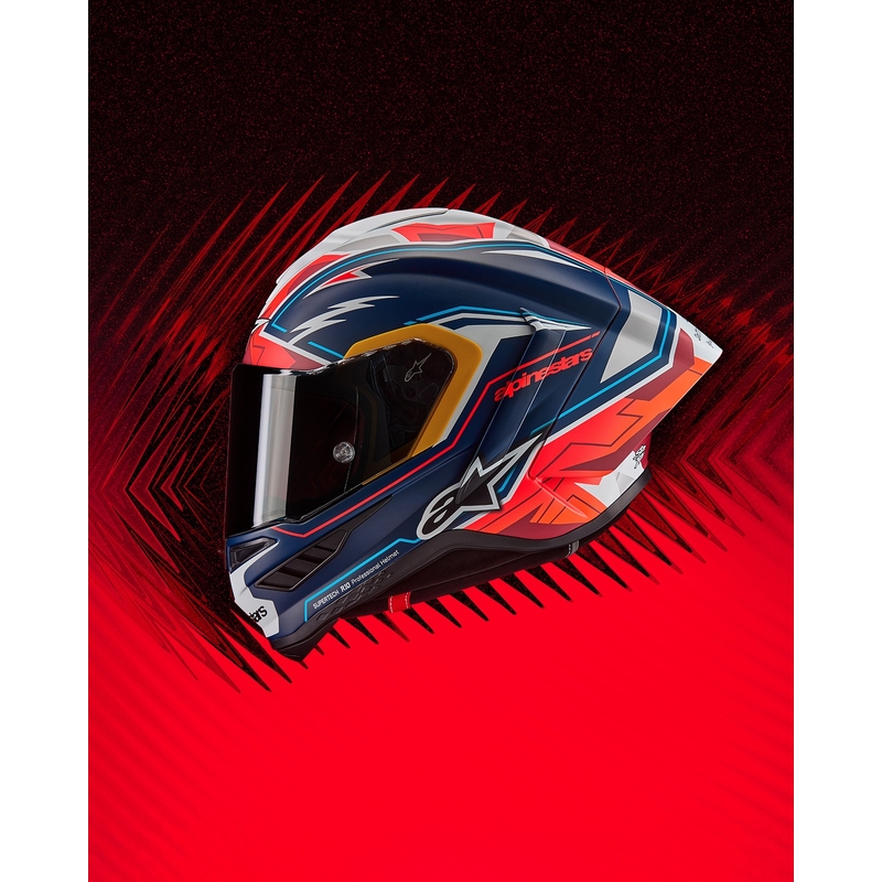 Casco integral para motocicleta Alpinestars Supertech R-10 Limited Edition Pedro Acosta azul mate, rojo y blanco