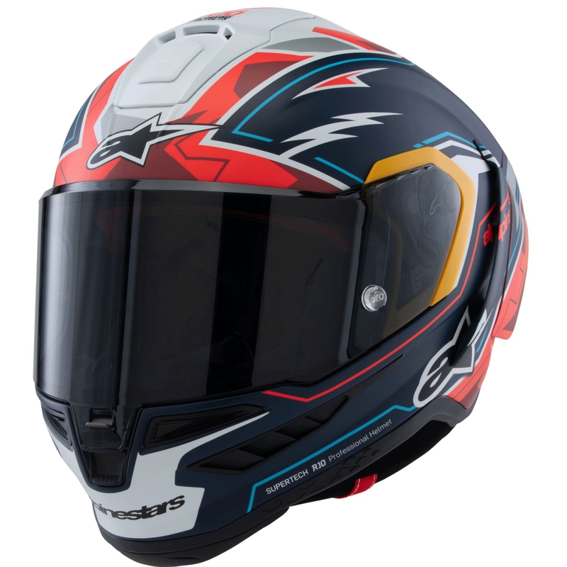 Casco integral para motocicleta Alpinestars Supertech R-10 Limited Edition Pedro Acosta azul mate, rojo y blanco