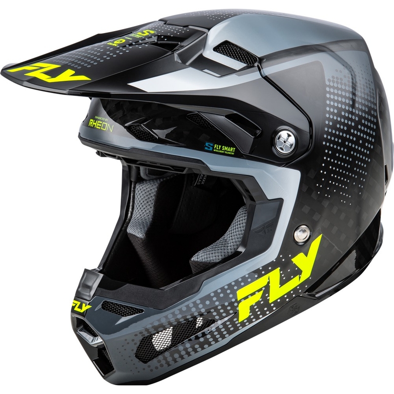 Casco de motocross FLY Racing Formula S Carbon gris-amarillo fluo
