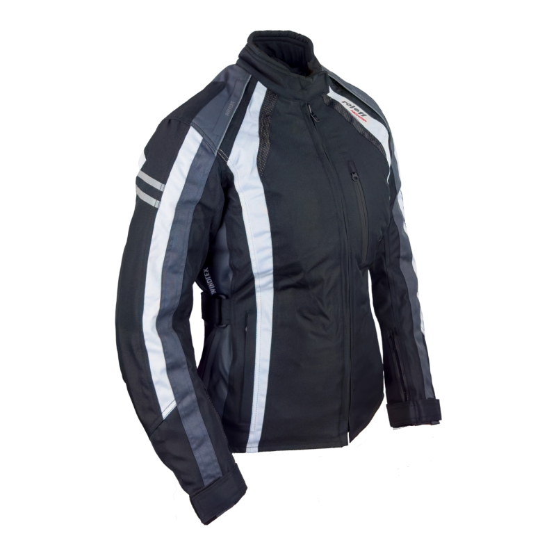 Chaqueta de moto para mujer Roleff Venedig negro-gris-blanco