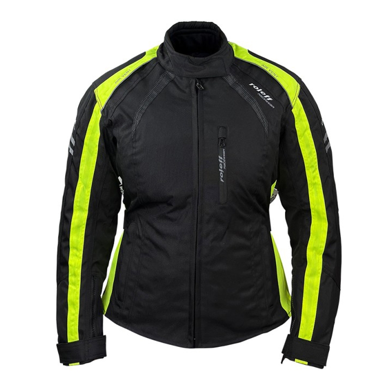 Chaqueta de moto para mujer Roleff Venedig negro-amarillo fluo