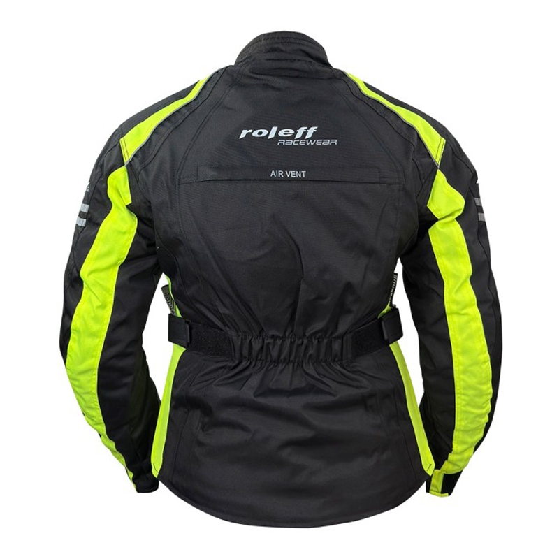 Chaqueta de moto para mujer Roleff Venedig negro-amarillo fluo