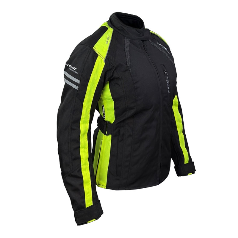 Chaqueta de moto para mujer Roleff Venedig negro-amarillo fluo