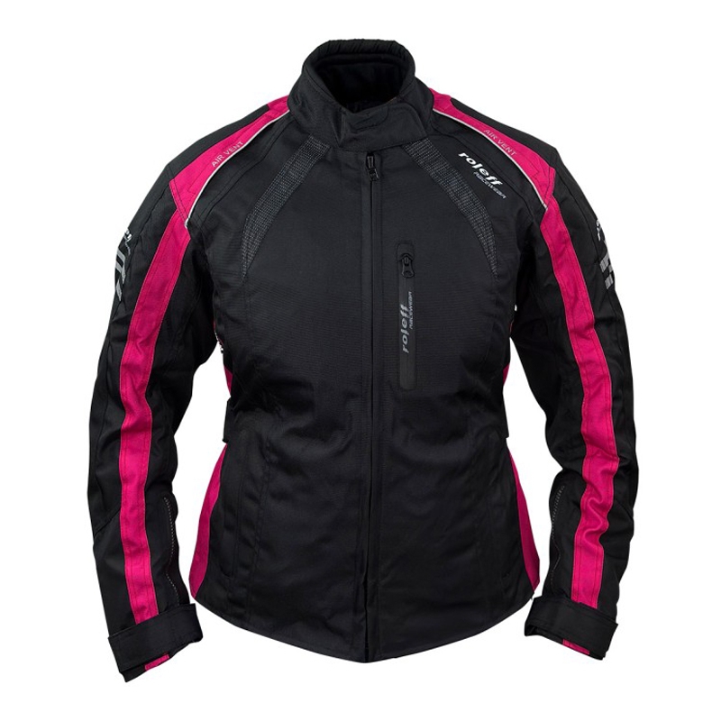 Chaqueta de moto para mujer Roleff Venedig negra y rosa