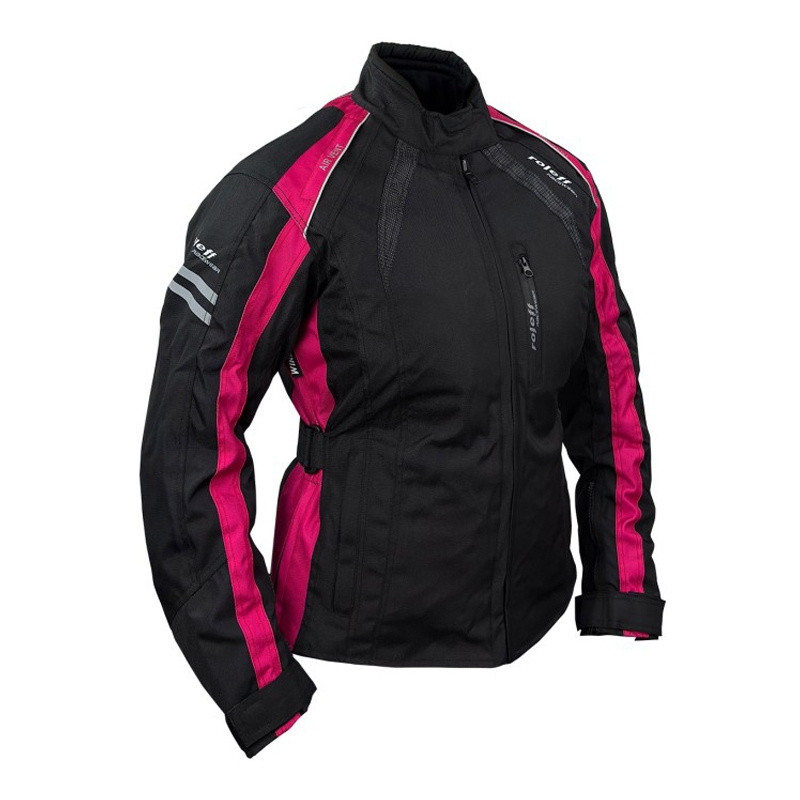 Chaqueta de moto para mujer Roleff Venedig negra y rosa