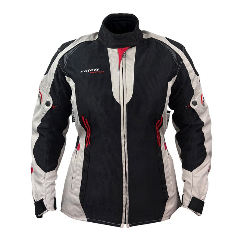 Chaqueta de moto para mujer Roleff Mesh negra-beige-roja