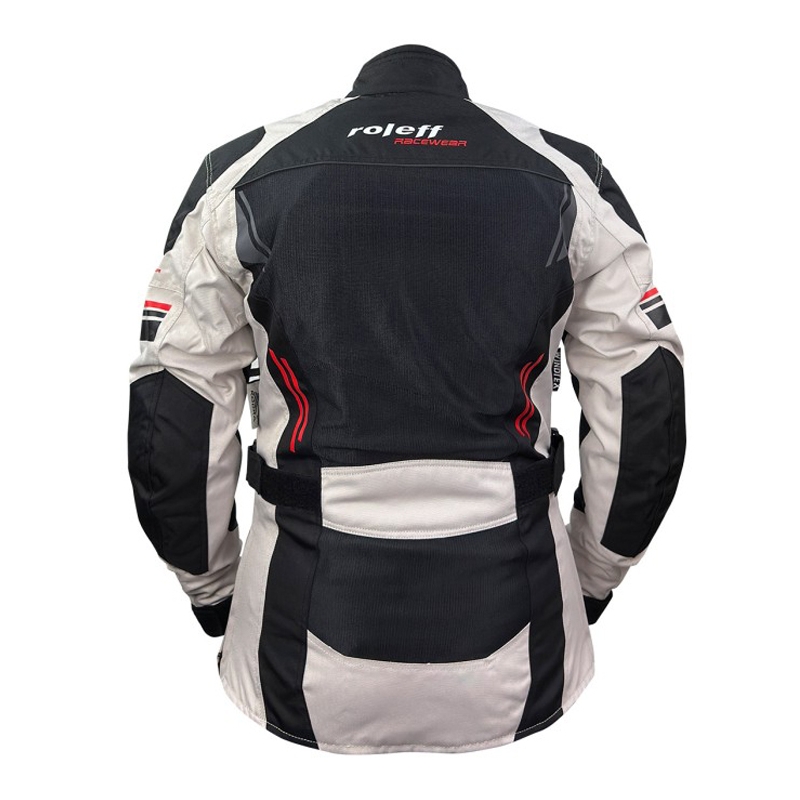 Chaqueta de moto para mujer Roleff Mesh negra-beige-roja