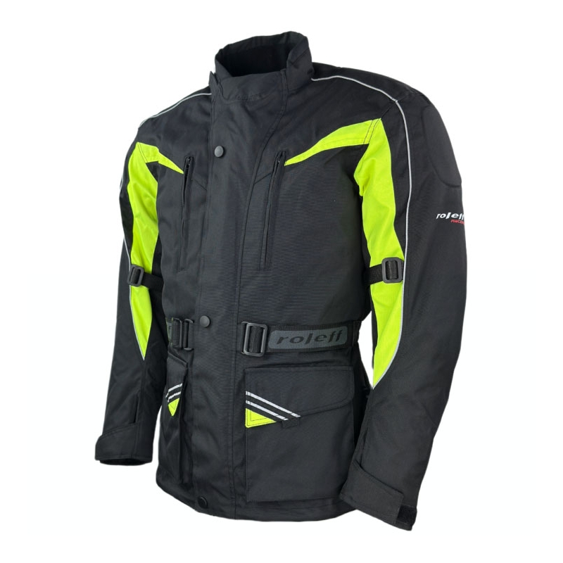 Chaqueta de moto Roleff Kodra negra-amarilla fluo