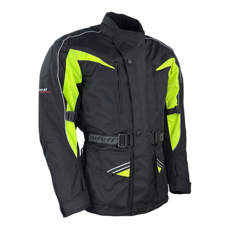 Chaqueta de moto Roleff Kodra negra-amarilla fluo