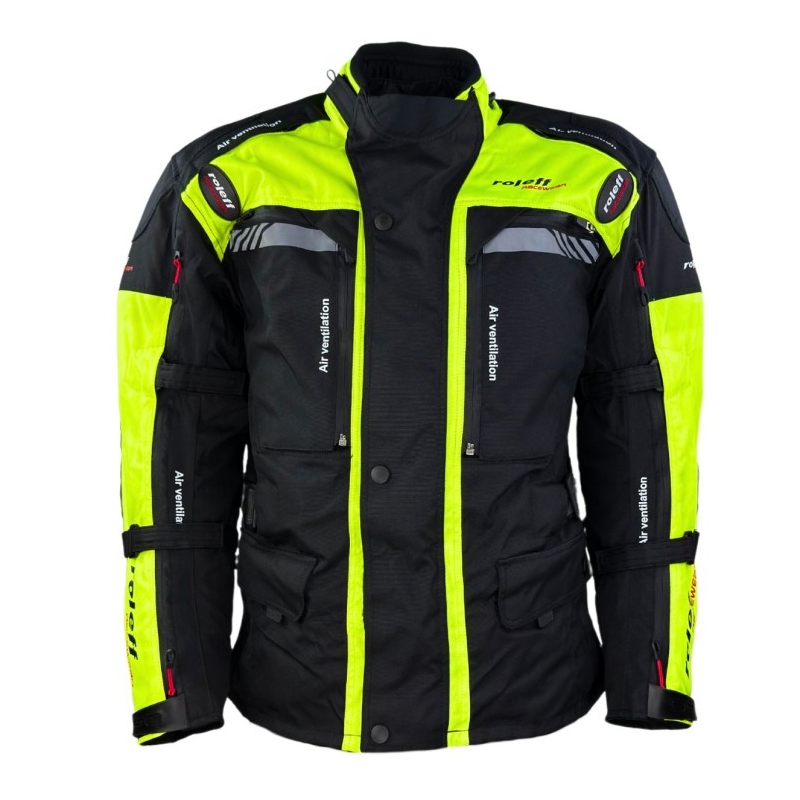 Chaqueta de moto Roleff Kodra Enduro negra-amarilla fluo