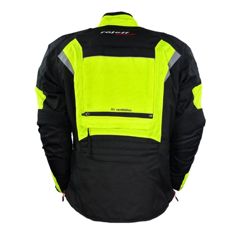 Chaqueta de moto Roleff Kodra Enduro negra-amarilla fluo