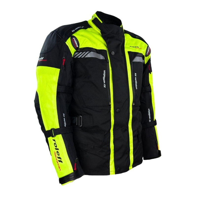 Chaqueta de moto Roleff Kodra Enduro negra-amarilla fluo