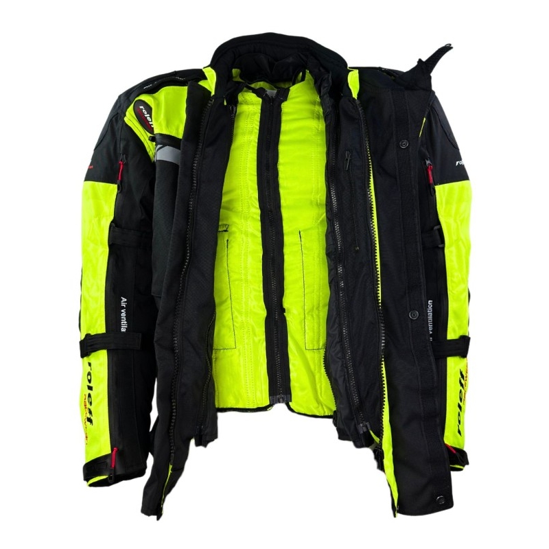 Chaqueta de moto Roleff Kodra Enduro negra-amarilla fluo