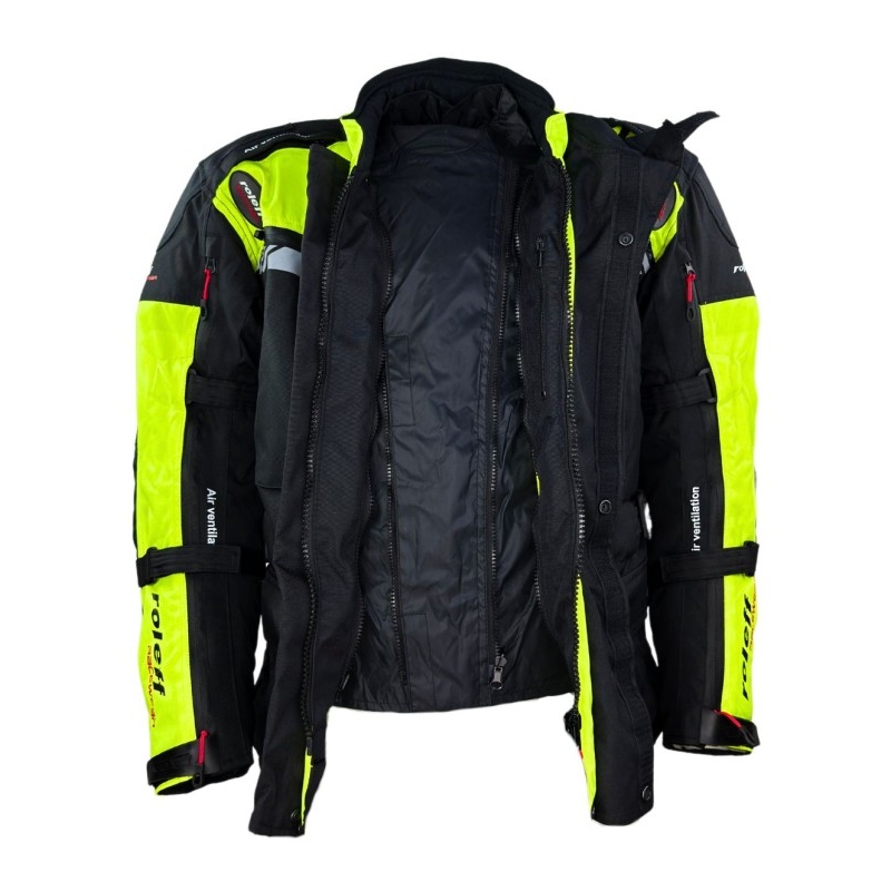 Chaqueta de moto Roleff Kodra Enduro negra-amarilla fluo