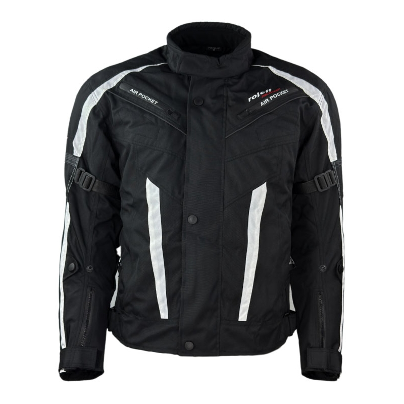 Chaqueta de moto Roleff Kodra RO546 negra y blanca