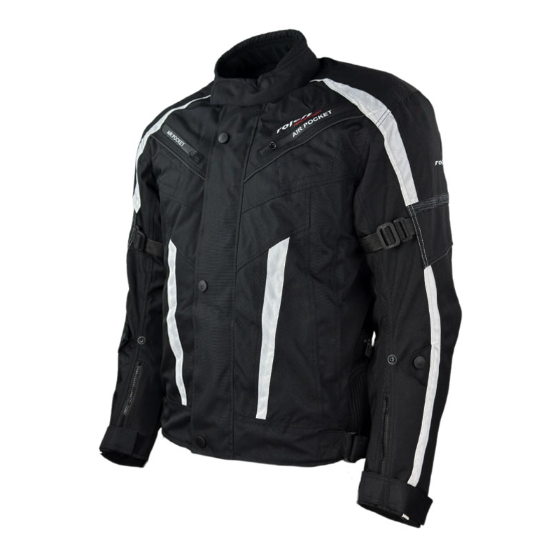 Chaqueta de moto Roleff Kodra RO546 negra y blanca