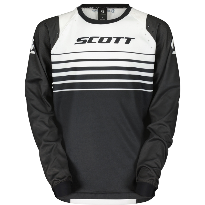 Camiseta de motocross para niños SCOTT EVO Swap negra y blanca