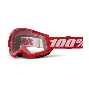 Gafas de motocross para niños 100% Strata 2 rojas (plexi transparente)