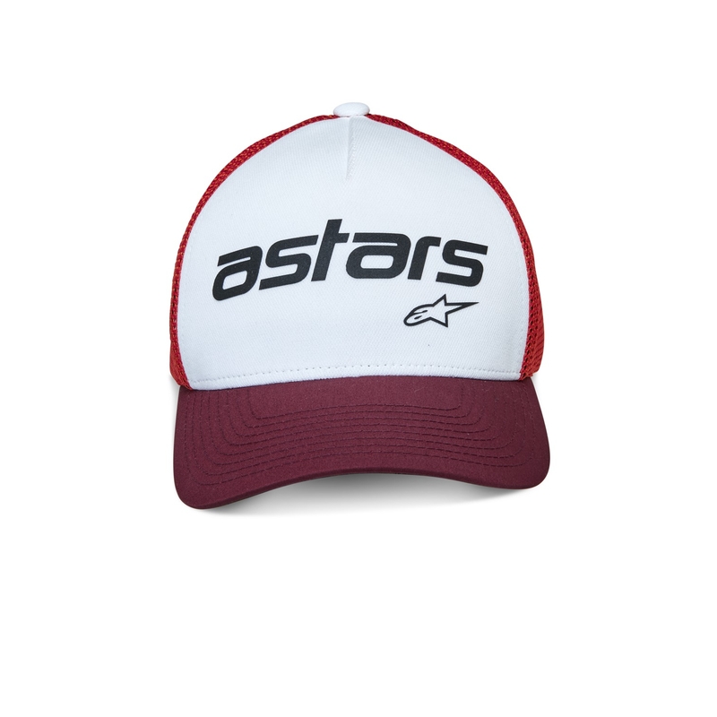 Gorra de camionero Alpinestars Vital en color blanco, marrón, rojo y naranja
