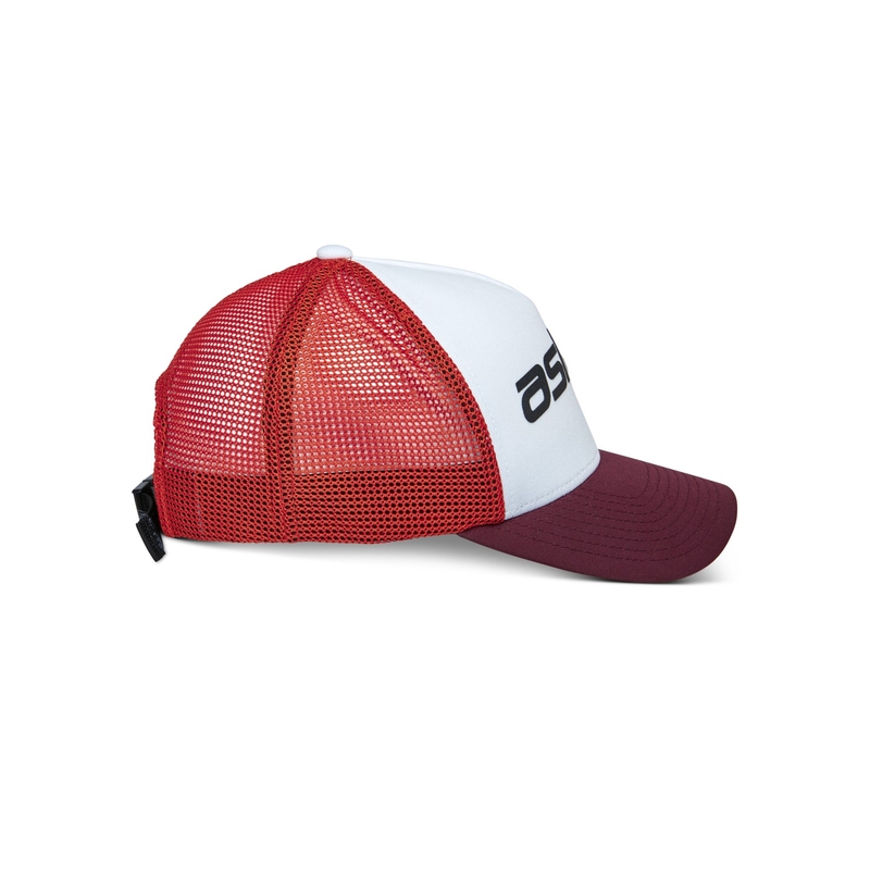 Gorra de camionero Alpinestars Vital en color blanco, marrón, rojo y naranja