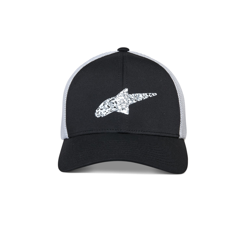 Gorra de camionero Alpinestars Terolithic negra y blanca