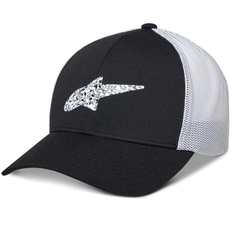 Gorra de camionero Alpinestars Terolithic negra y blanca