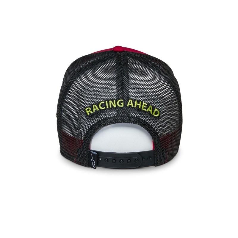 Gorra de camionero Alpinestars Exceed roja y negra