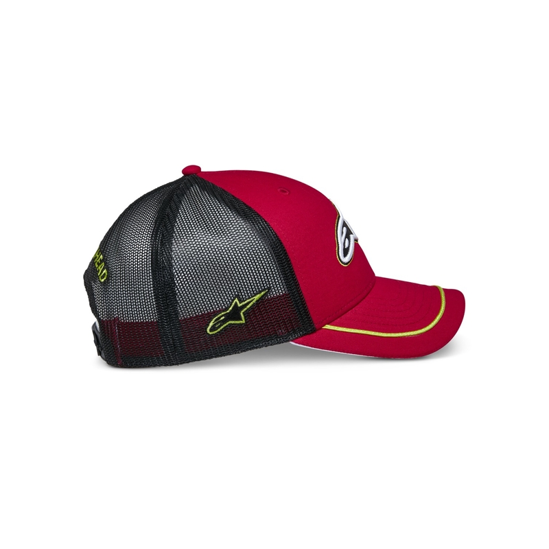 Gorra de camionero Alpinestars Exceed roja y negra