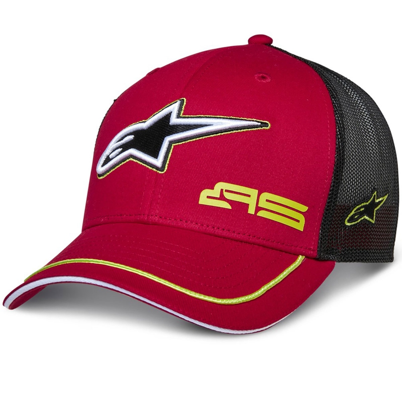 Gorra de camionero Alpinestars Exceed roja y negra