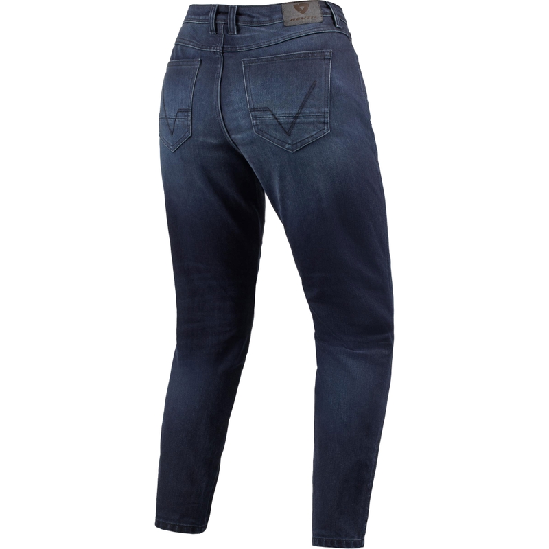 Vaqueros de motociclista Harper Tapered para mujer de Revit: azul oscuro lavado