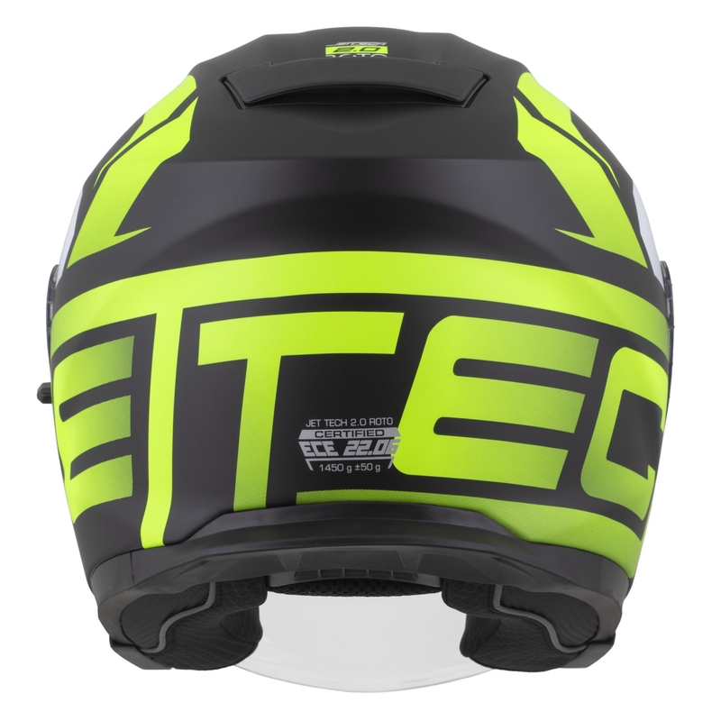 Casco de moto abierto Cassida Jet Tech 2.0 RoTo en negro mate, amarillo fluorescente y blanco