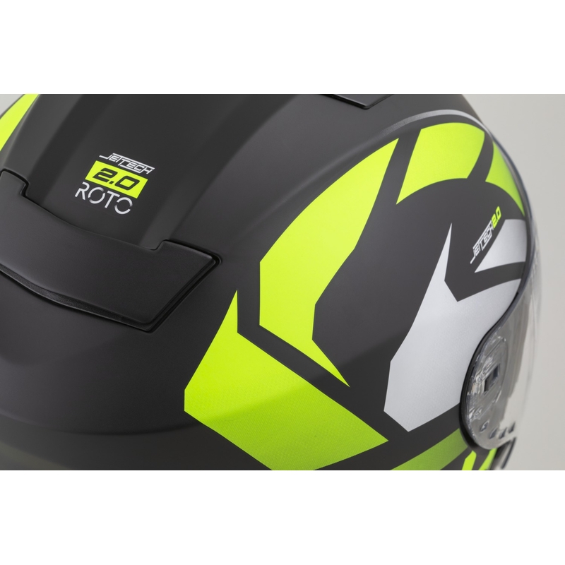 Casco de moto abierto Cassida Jet Tech 2.0 RoTo en negro mate, amarillo fluorescente y blanco