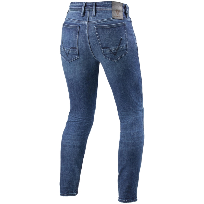 Vaqueros ajustados para motociclista Revit Piston 3 Short en azul lavado