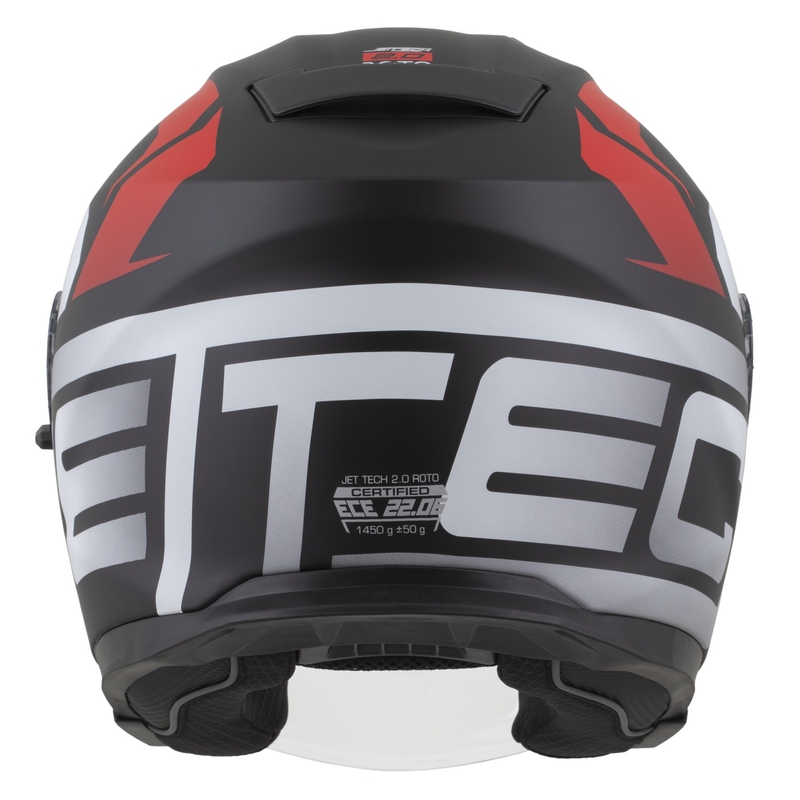 Casco abierto para motocicleta Cassida Jet Tech 2.0 RoTo en negro mate, rojo y blanco