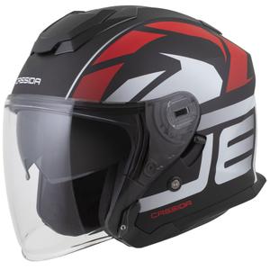 Casco abierto para motocicleta Cassida Jet Tech 2.0 RoTo en negro mate, rojo y blanco
