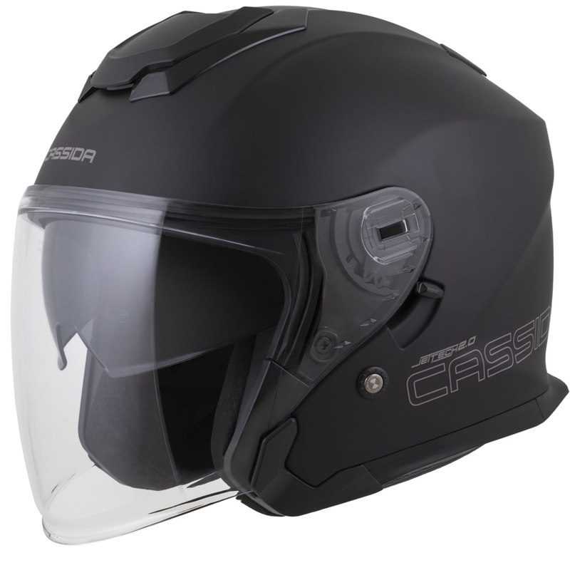 Casco de moto abierto Cassida Jet Tech 2.0 Solid en negro mate y gris