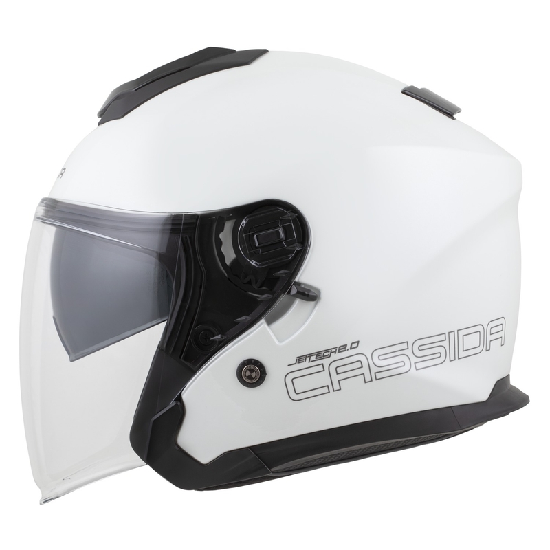 Casco abierto para motocicleta Cassida Jet Tech 2.0 Solid blanco, negro y gris