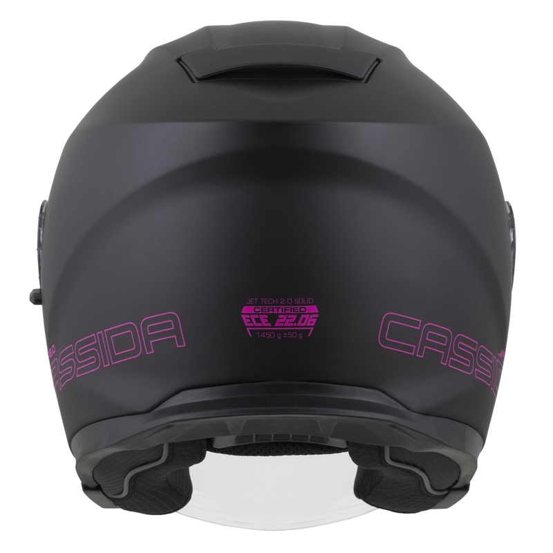 Casco de moto abierto Cassida Jet Tech 2.0 Solid en negro mate y rosa