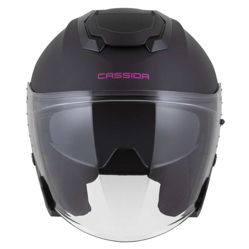 Casco de moto abierto Cassida Jet Tech 2.0 Solid en negro mate y rosa