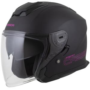 Casco de moto abierto Cassida Jet Tech 2.0 Solid en negro mate y rosa