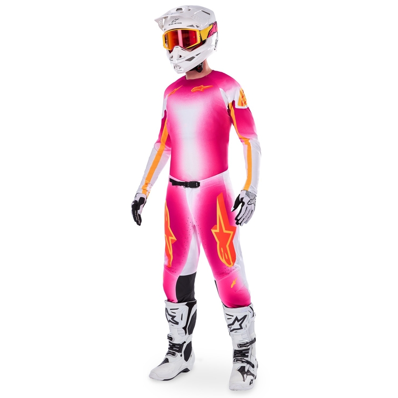 Camiseta de motocross Alpinestars Supertech SX AFD Edición limitada MIG Fluo Rosa-Blanco-Naranja