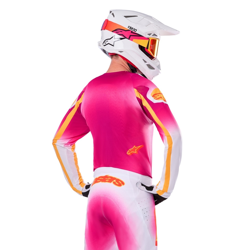 Camiseta de motocross Alpinestars Supertech SX AFD Edición limitada MIG Fluo Rosa-Blanco-Naranja