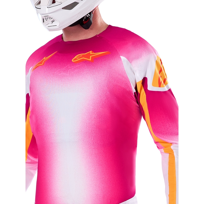Camiseta de motocross Alpinestars Supertech SX AFD Edición limitada MIG Fluo Rosa-Blanco-Naranja