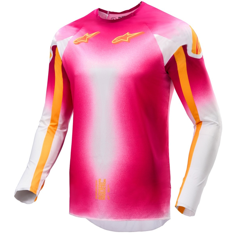 Camiseta de motocross Alpinestars Supertech SX AFD Edición limitada MIG Fluo Rosa-Blanco-Naranja