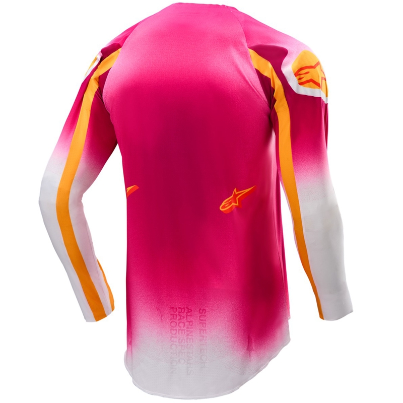 Camiseta de motocross Alpinestars Supertech SX AFD Edición limitada MIG Fluo Rosa-Blanco-Naranja