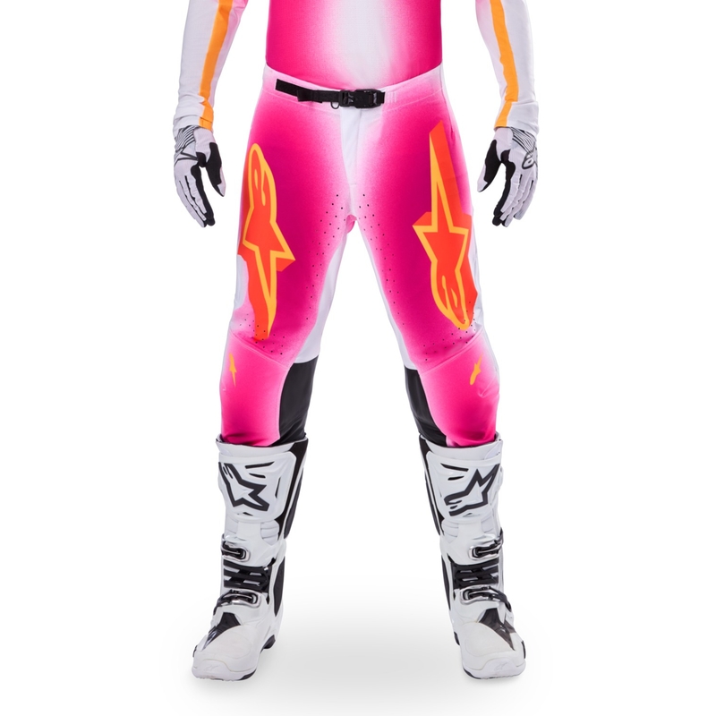 Pantalones de motocross Alpinestars Supertech Limited Edition MIG Fluo en rosa, blanco y naranja