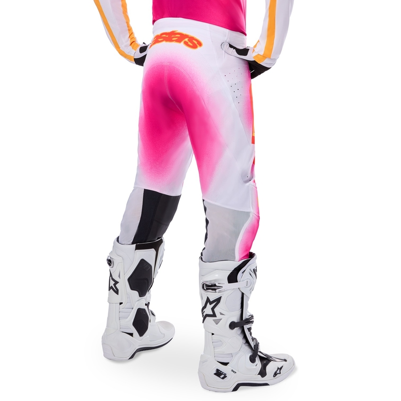 Pantalones de motocross Alpinestars Supertech Limited Edition MIG Fluo en rosa, blanco y naranja